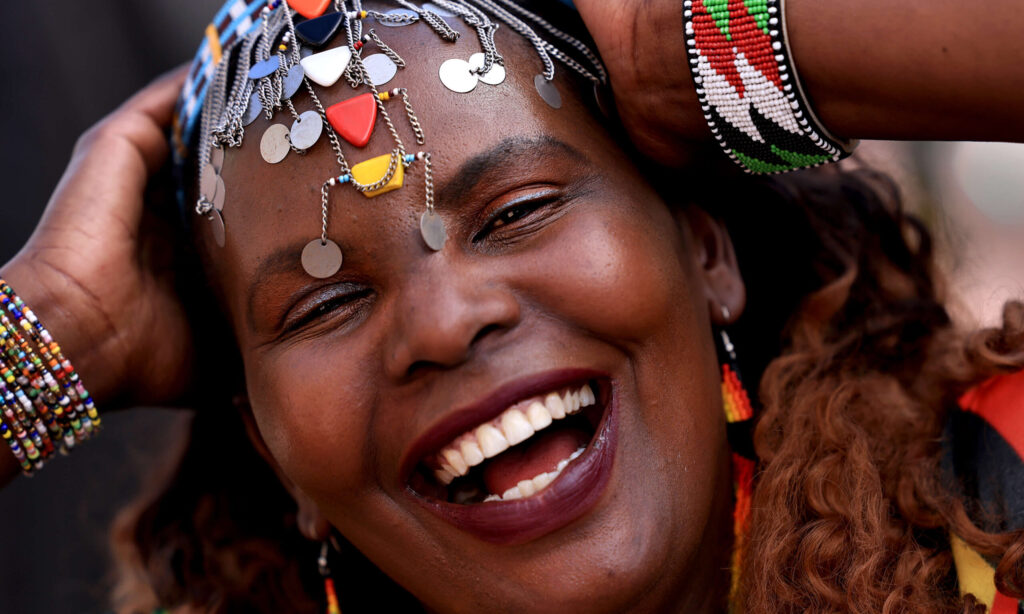 Pam Cummings of Petaluma displays her handcrafted jewelry during the Sonoma County 55th Annual MLK/Juneteenth Festival, Saturday, June 14, 2025. (Kent Porter / The Press Democrat)