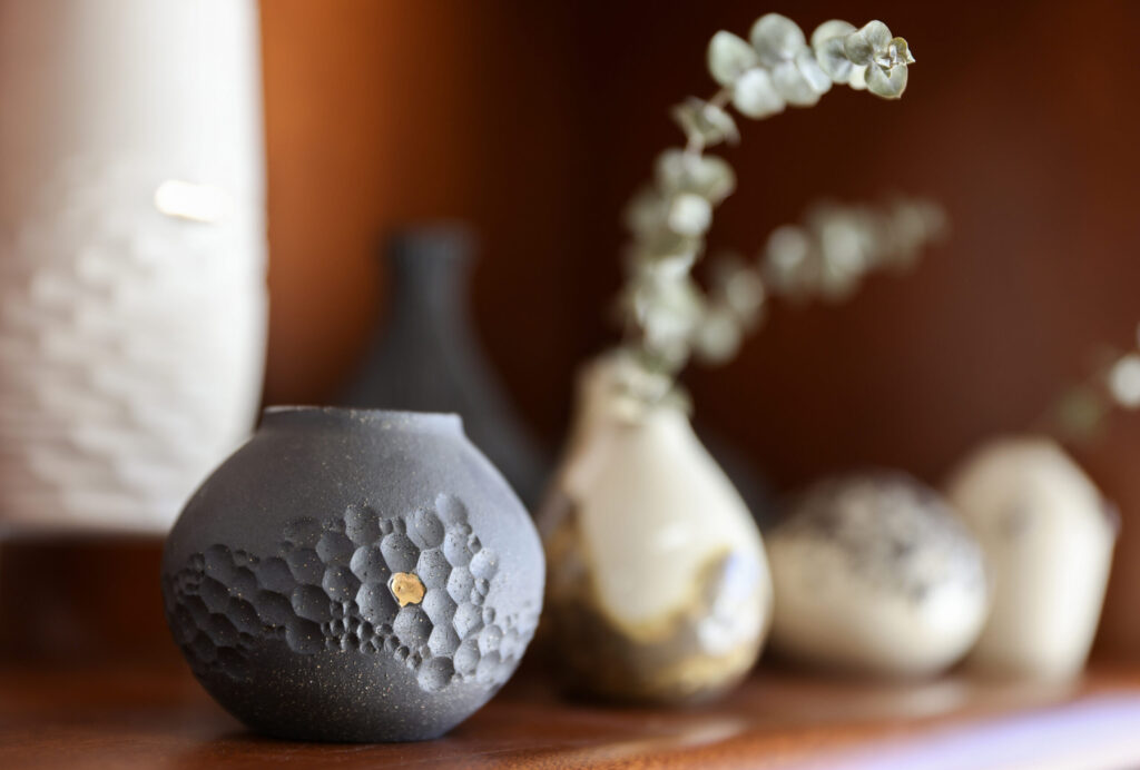 A mini moon jar created by Jee Park, of Seoul Sister Studio, in Healdsburg on Thursday, March 19, 2026. (Christopher Chung/The Press Democrat)