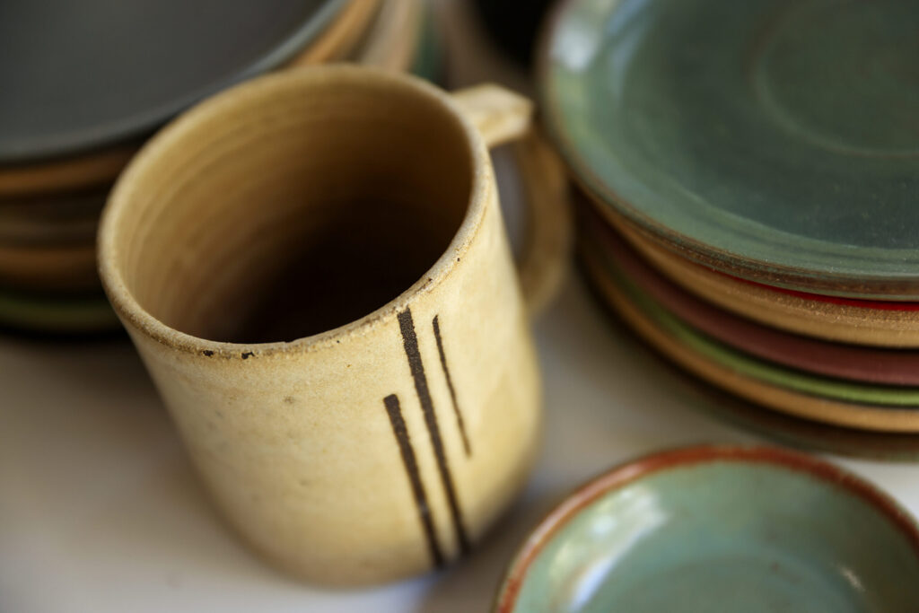 Hannah Allen made “Three Stripe Mug” in Santa Rosa on Monday, March 23, 2026. (Christopher Chung/The Press Democrat)