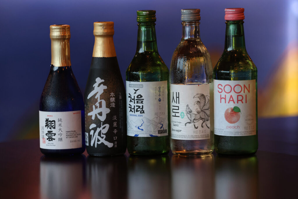 A variety of sake and soju alcoholic beverages at Seoul to Tokyo restaurant in Santa Rosa Monday, May 4, 2026. (Beth Schlanker / The Press Democrat)