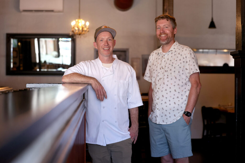 Seared co-owners Joe O’Donnell, left, and Andrew Burnett in Petaluma Thursday, June 18, 2026. (Beth Schlanker / The Press Democrat)