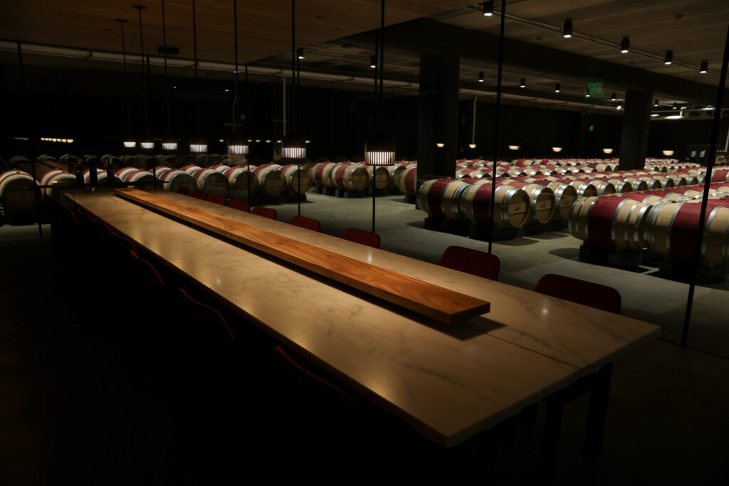 A private room within the barrel room at Robert Mondavi Winery in Oakville on Wednesday, June 24, 2026. (Christopher Chung/The Press Democrat)