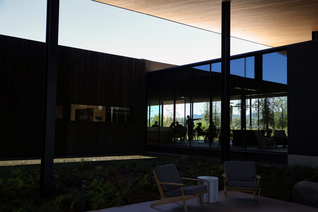 The courtyard and Garden Room at Robert Mondavi Winery in Oakville on Wednesday, June 24, 2026. (Christopher Chung/The Press Democrat)