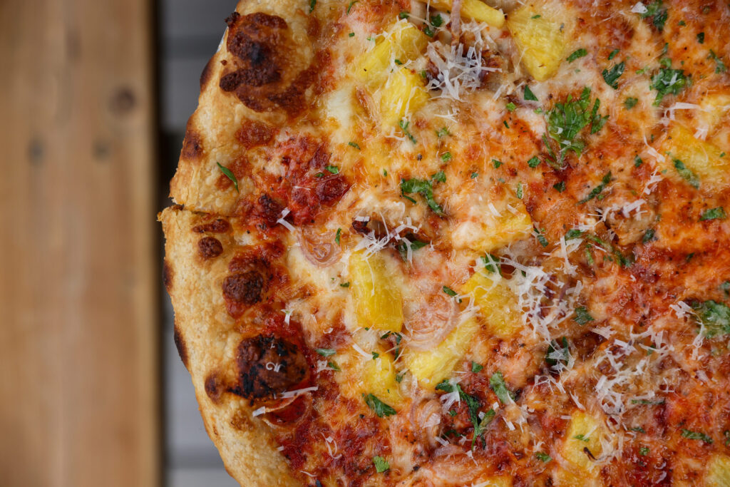 The Baxman pizza, named after Monte Rio Fire Chief Steve Baxman, at Wonderland Pizzeria features toppings selected by Baxman. Photo taken in Monte Rio on Wednesday, June 17, 2026. (Christopher Chung/The Press Democrat)