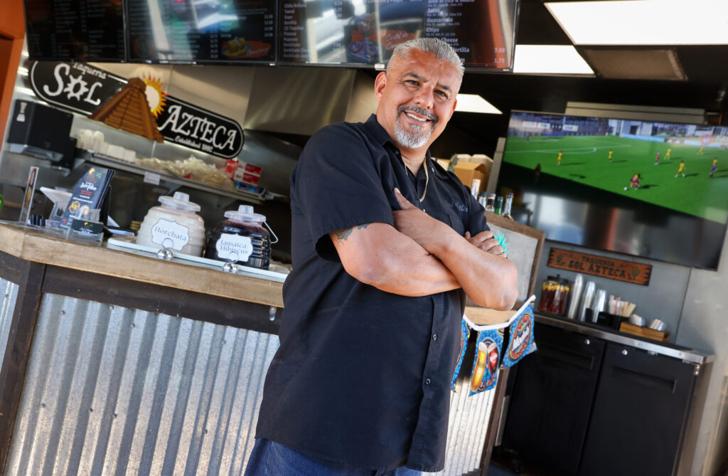 Frankie Lemus will be showing World Cup games on a big screen television, and adding another large screen for the games, at his Taqueria Sol Azteca in Rohnert Park. Photo taken on Wednesday, June 3, 2026. (Christopher Chung / The Press Democrat)