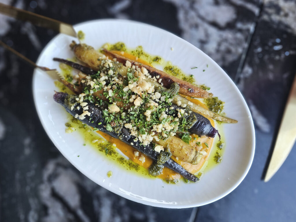 Ember-roasted carrots from Aya at the Graton Resort & Casino in Rohnert Park. (Heather Irwin / The Press Democrat)