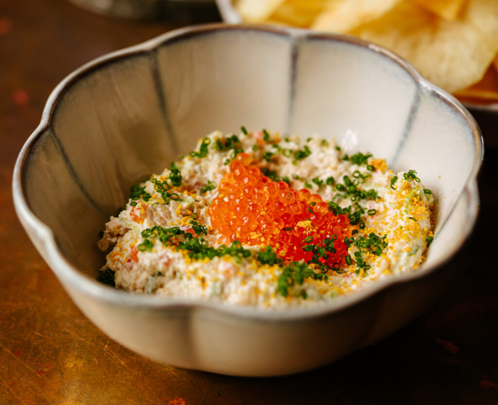 Onion and trout roe dip from The Madrona in Healdsburg. (Heather Irwin / The Press Democrat)