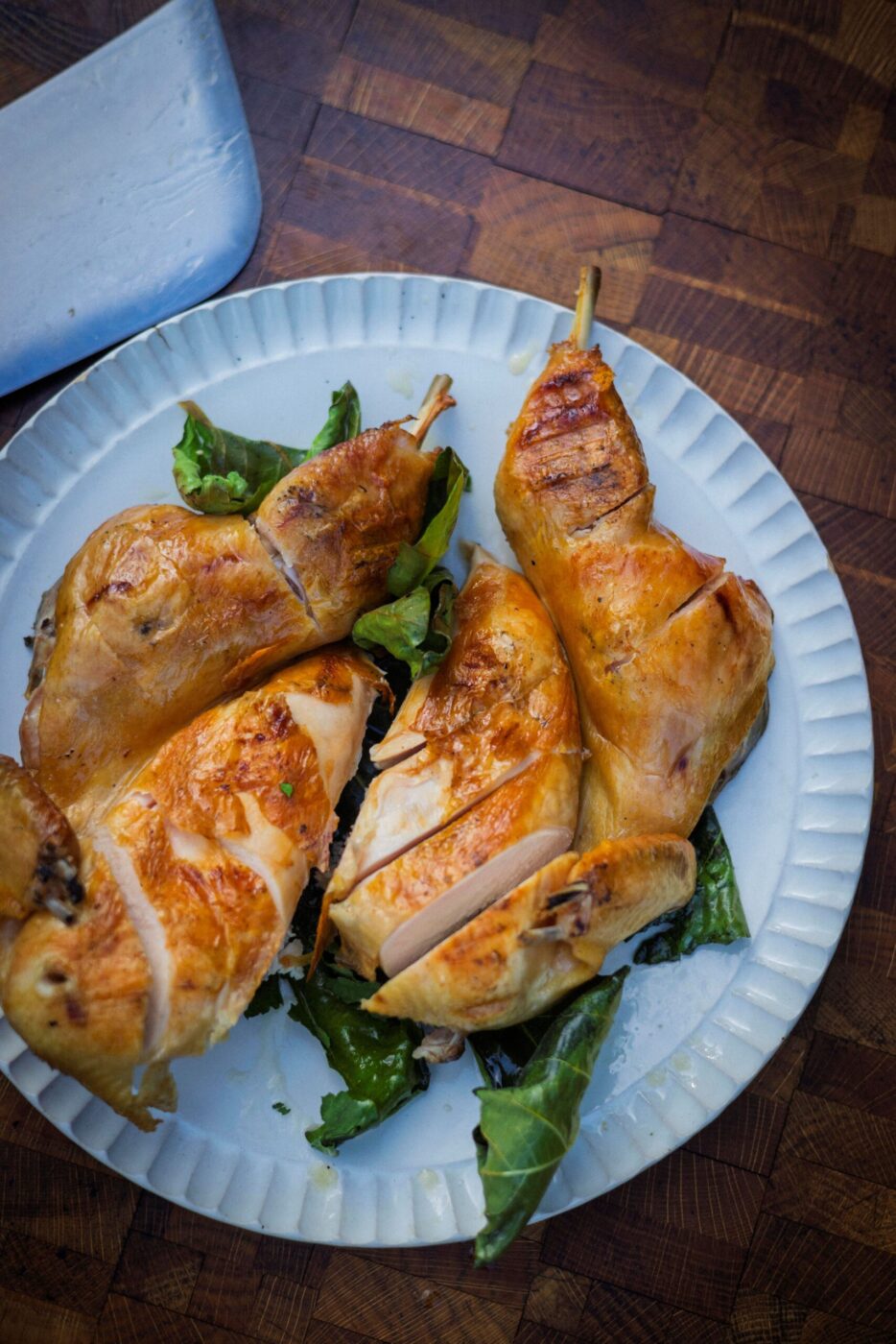 Chef Lee Desrosiers' signature "Hell Chicken" he slow-roasts over coals. (Conor Hagen)