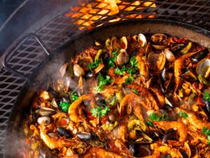 Paella at Bravas Bar de Tapas in Healdsburg. (Jesse Cudworth)
