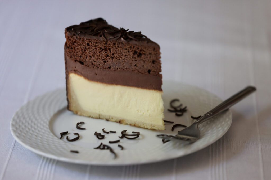 J.M. Rosen's Chocolate Fantasy Cheesecake. Photo taken in Petaluma Tuesday, July 7, 2026. (Beth Schlanker / The Press Democrat)