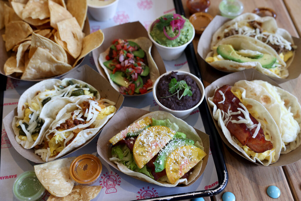 A variety of lunch and breakfast tacos at Ray Ray’s Tacos in St. Helena Tuesday, Sept. 9, 2025. (Beth Schlanker / The Press Democrat)