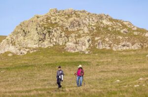 Hikers Jeffrey Hallack and Deborah Symes hike back to the trailhead of the recently opened Estero Americano Coastal Preserve Friday, Jan. 30, 2026 in Bodega Bay. (John Burgess / The Press Democrat)