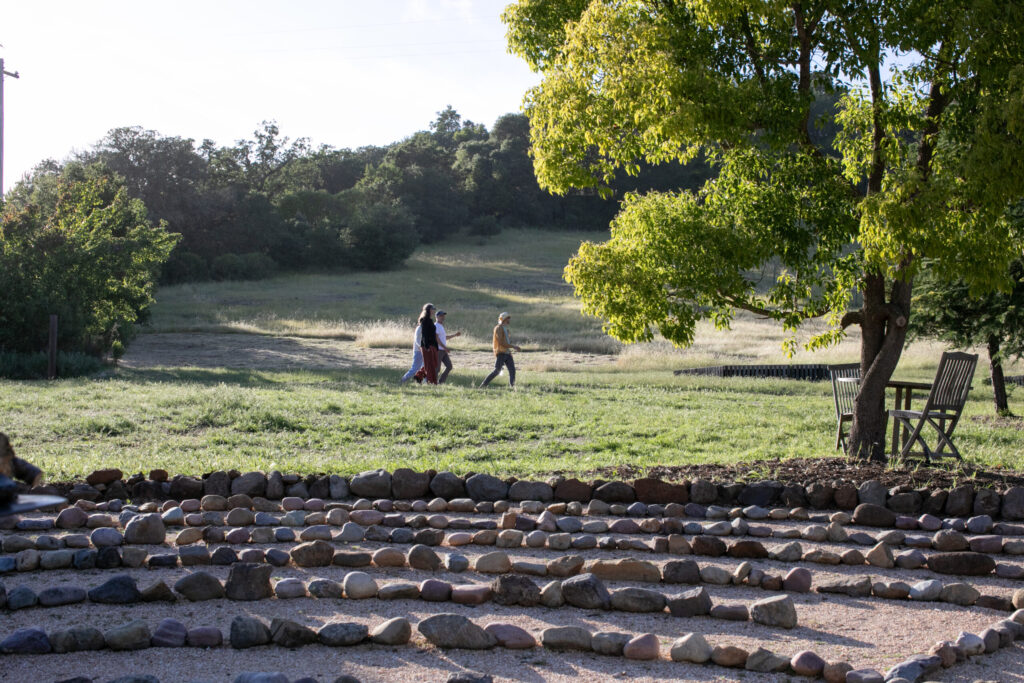 The historic Mission-style Westerbeke Ranch features places for gathering and contemplation, like this labyrinth behind the guest cabins. (Eileen Roche)