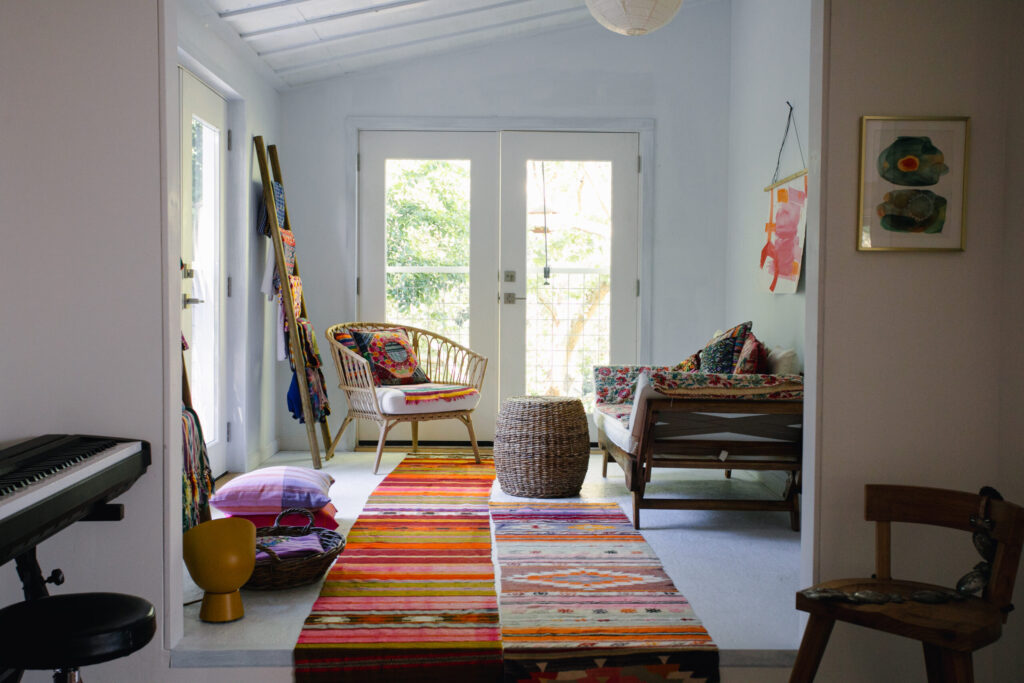 Westerbeke’s art studio on the ground floor of her light and airy one bedroom residence. (Eileen Roche)