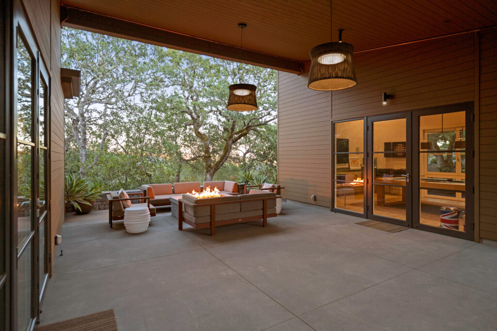 Firepit outside game room. (Jim Nevill / Sotheby’s International Realty)