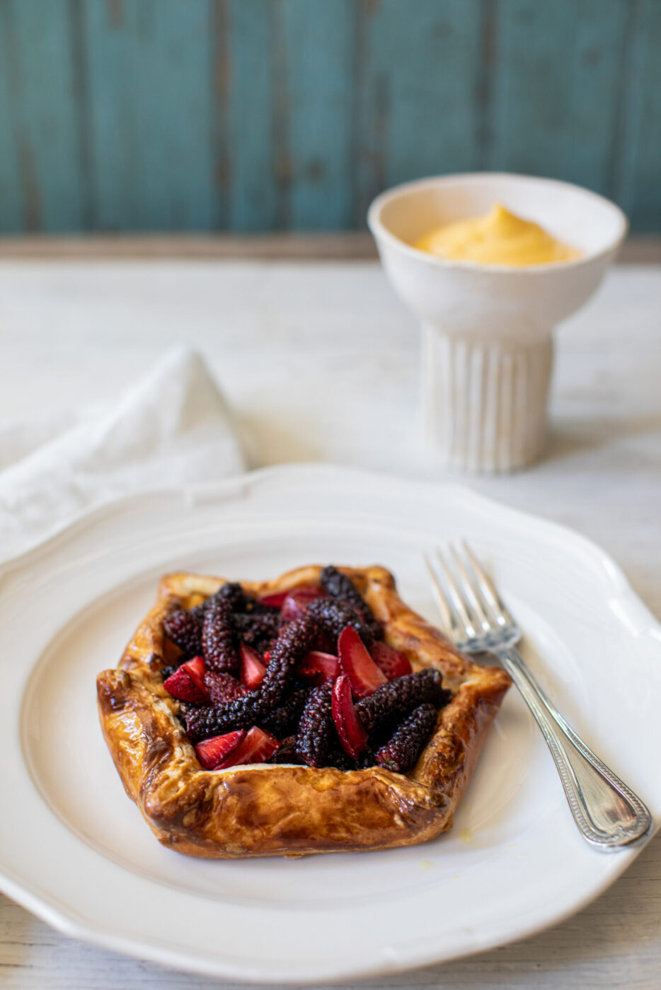 A mulberry tart from Barndiva in Liza Gershman's cookbook "Farm + Market Healdsburg." (Courtesy Liza Gershman)