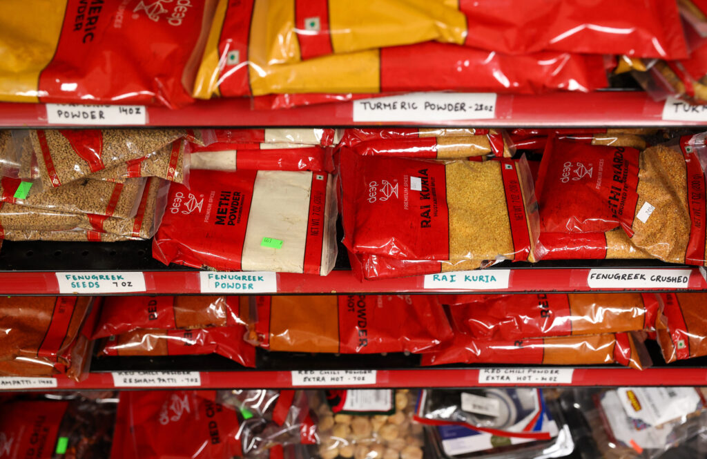 Bags of various spices at the catered towards Indian cooking at the Fuel & Food Market in Santa Rosa on Thursday, June 11, 2026. (Christopher Chung/The Press Democrat)