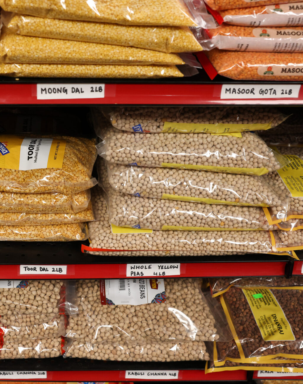 Bags of beans catered towards Indian cooking at the Fuel & Food Market in Santa Rosa on Thursday, June 11, 2026. (Christopher Chung/The Press Democrat)