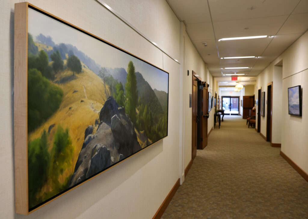 Christopher Leith Evans’ exhibit “Landscape Meditations” on display at Spring Lake Village in Santa Rosa on Wednesday, April 29, 2026. (Christopher Chung/The Press Democrat)