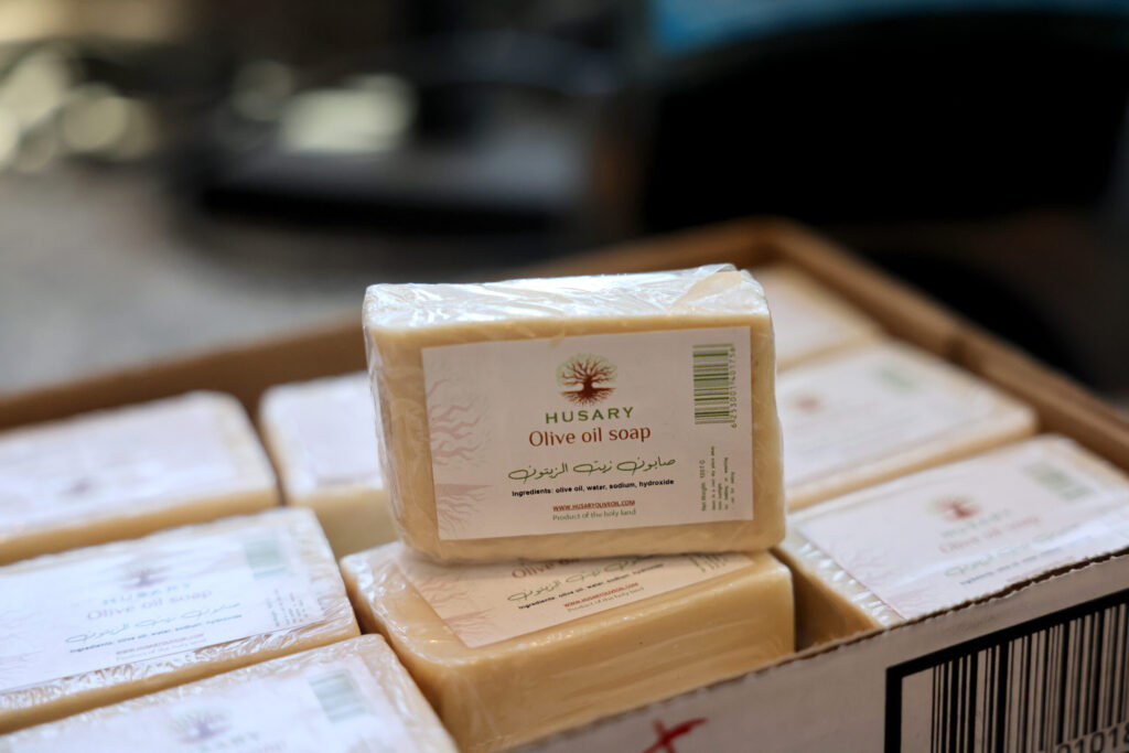 Signature olive oil soap for sale at the Husary 76 gas station in Sebastopol Sunday, May 10, 2026. (Beth Schlanker / The Press Democrat)