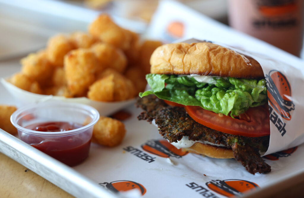 The Falafel Smash with tater tots at SMASH in Sonoma Thursday, July 16, 2026. (Beth Schlanker / The Press Democrat)