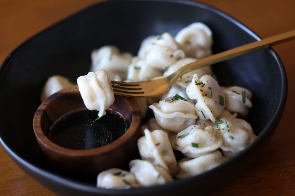 The Ukrainian-style pork dumplings at Taste Petaluma in Petaluma Tuesday, Aug. 11, 2026. (Beth Schlanker / The Press Democrat)
