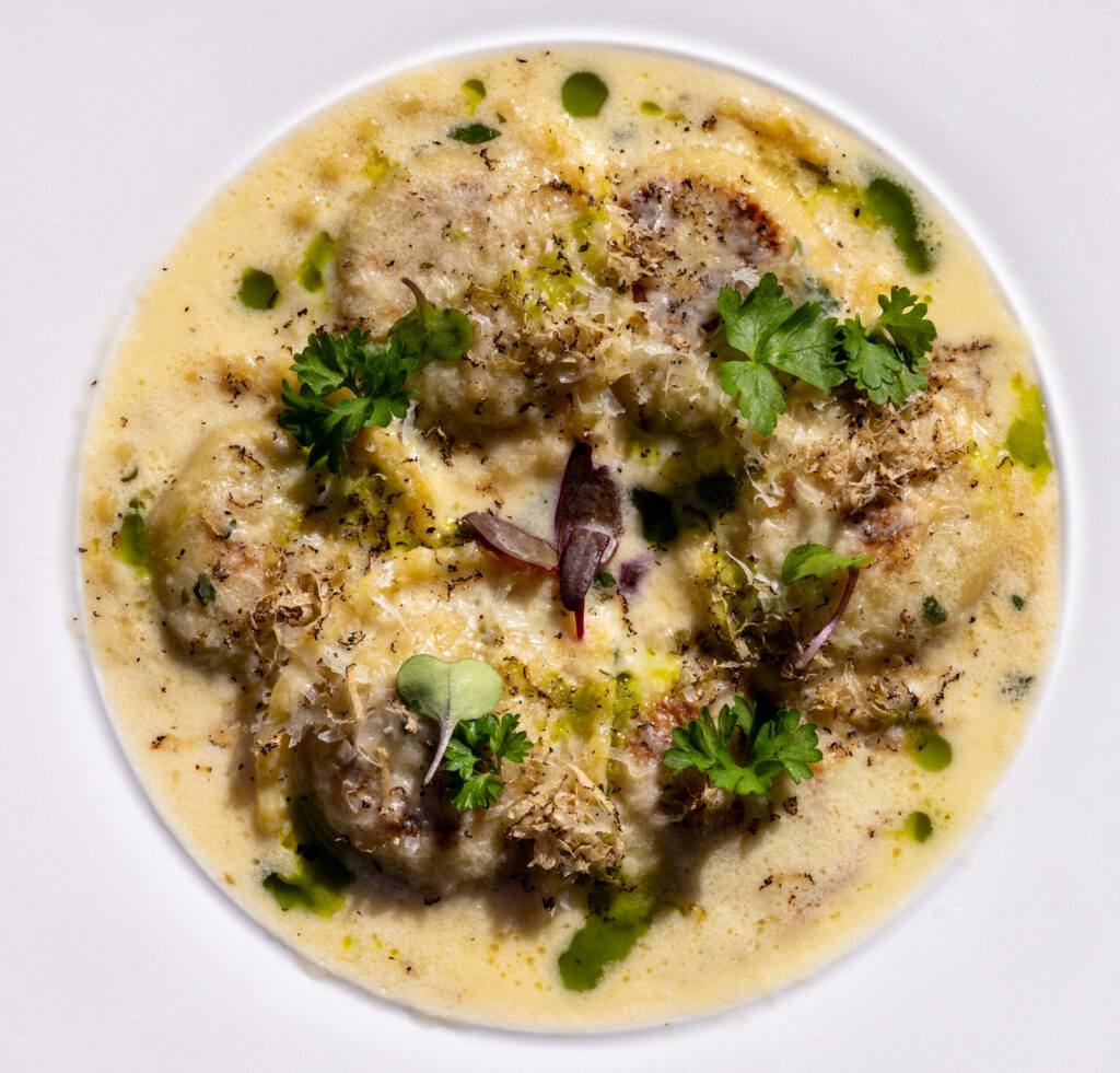Ravioli al Limone with mushrooms, caper, parsley and lemon cream Parmigiano sauce from Capriciano Osteria Thursday, July 30, 2026 in Santa Rosa. (John Burgess/The Press Democrat)