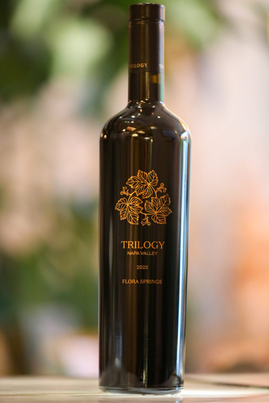 Bottle of Flora Springs Trilogy 2023 at Flora Springs Wine Lounge in Napa on Friday, August 21, 2026. (Christopher Chung/The Press Democrat)