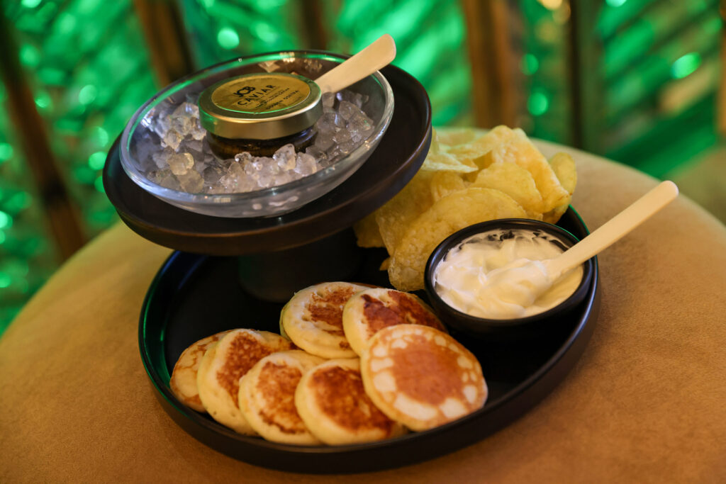 Caviar service at Flora Springs Wine Lounge in Napa on Friday, August 21, 2026. (Christopher Chung/The Press Democrat)