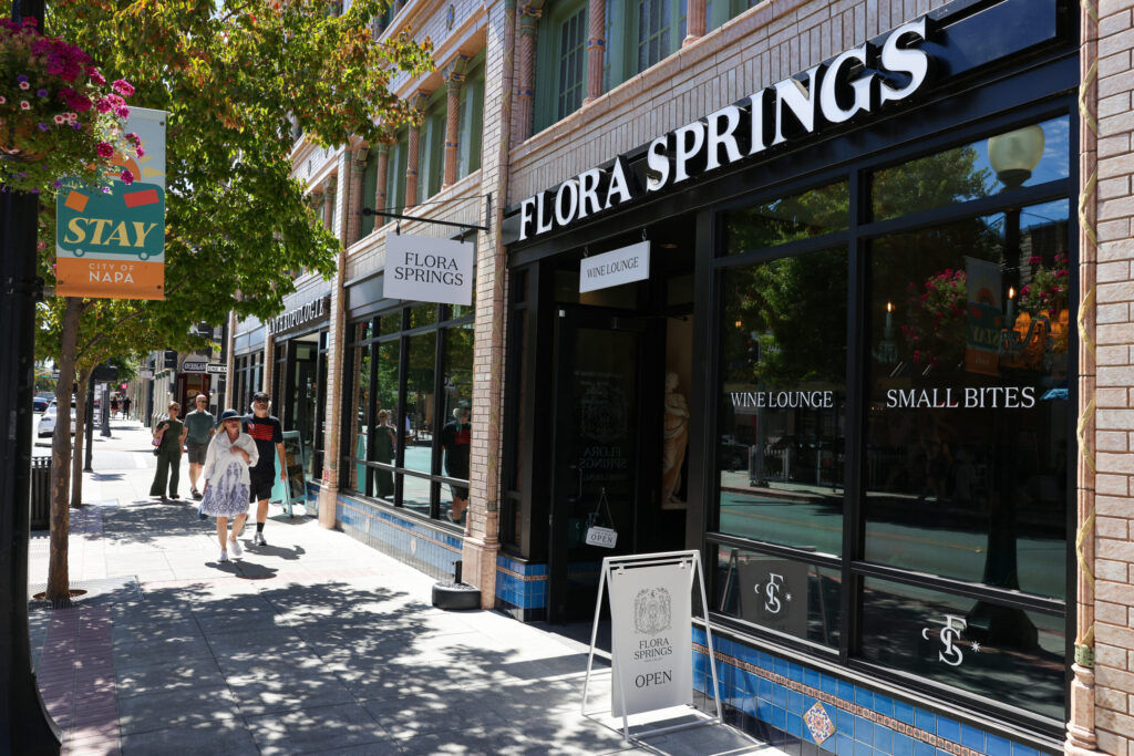Flora Springs Wine Lounge along First Street in Napa on Friday, August 21, 2026. (Christopher Chung/The Press Democrat)