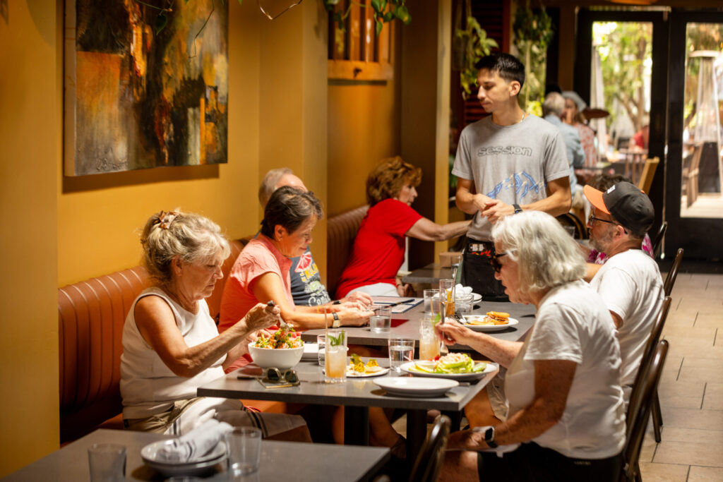Lunch in the indoor dining room at Lo & Behold Monday, Aug. 3, 2026 in Healdsburg. (John Burgess/The Press Democrat)